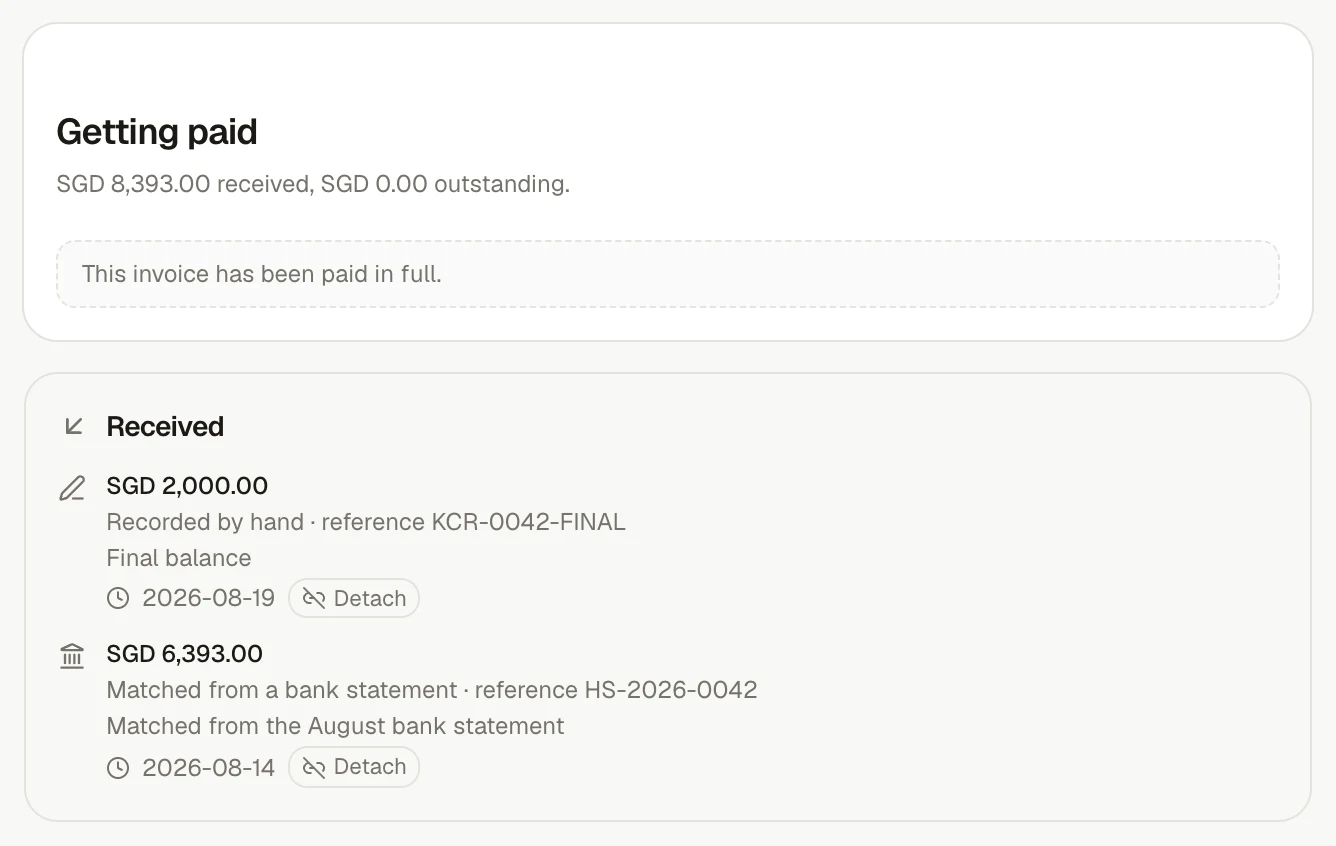 See exactly how an invoice was paid